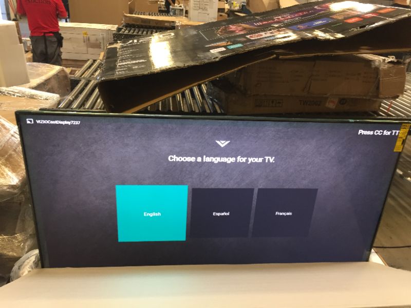 Photo 4 of VIZIO 75-Inch P-Series 4K QLED HDR Smart TV w/Voice Remote, Dolby Vision, 4K 120Hz Gaming, Alexa Compatibility, P75Q9-J01, 2022 Model. Box Packaging Damaged, Factory Sealed, Opened for Inspection, TV Turns on, Remote Works, Item is New. 
