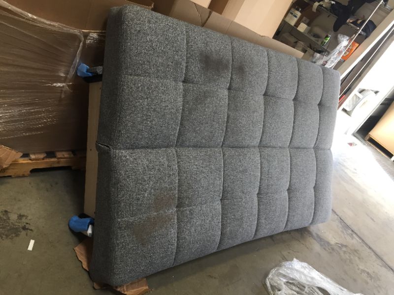 Photo 1 of 6FTx48" Sofa Futon. Color Gray, DIrt Stains on item, Damage to Bottom of Wood. No Box Packaging, 
