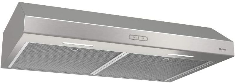 Photo 1 of Broan-NuTone BCDF130SS Glacier Convertible Range Hood Light Exhaust Fan for Under Cabinet Stainless Steel, 375 Max Blower CFM, 30-Inch