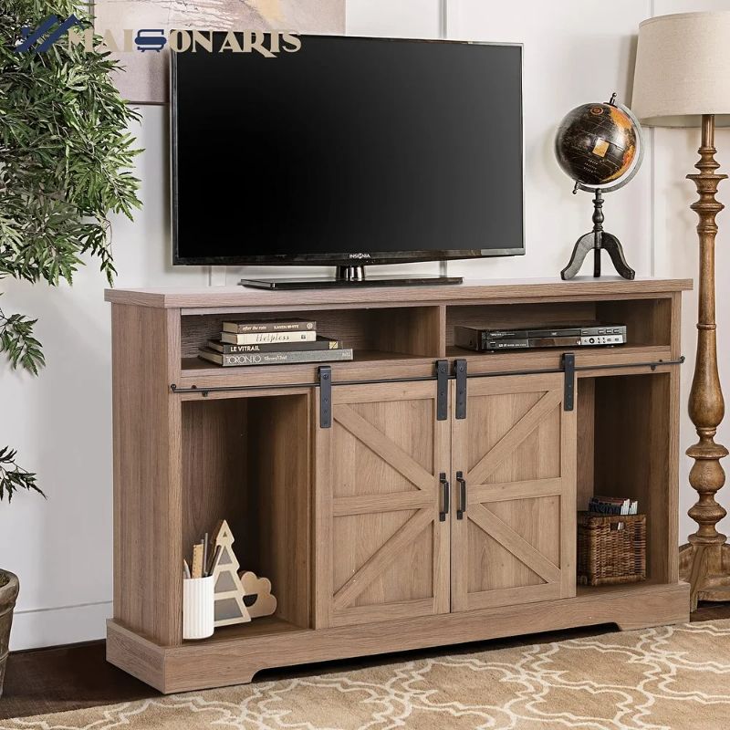 Photo 1 of 52-Inch Farmhouse Sliding Barn Door TV Stand Sideboard Buffet Storage Cabinet