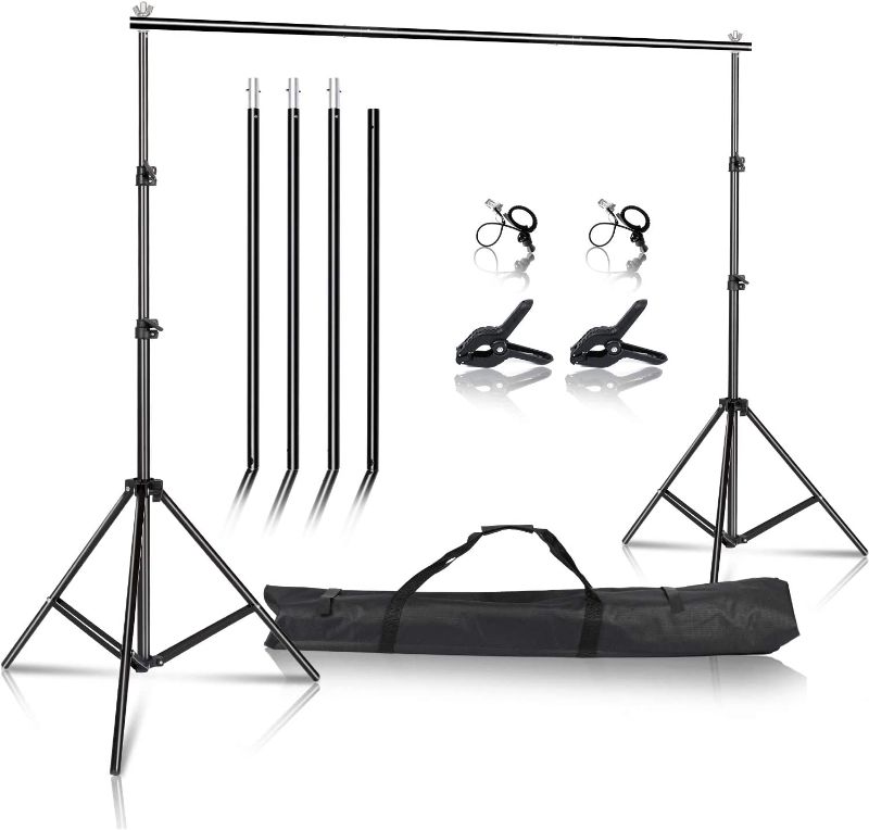 Photo 1 of 8.5 x 10ft Photography Backdrop Background Frame Support Kit Heavy Duty Adjustable with Carrying Bag for Muslin Photo Video Studio … …
