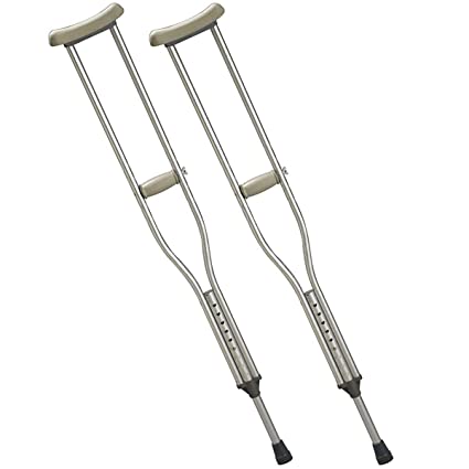 Photo 1 of Aluminum Underarm Crutches, Adult, Height Adjustable, Latex-Free, Features Non-Slip Rubber Tips, Requires Less Upper Body Strength
