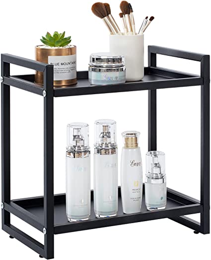 Photo 1 of 2 Tier Countertop Storage Rack, Bathroom Shelves Organizer, Cosmetic Organizer, Kitchen Spice Rack, Black
