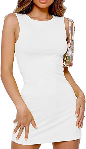 Photo 1 of Abardsion Womens Crewneck Sleeveless Mini Bodycon Tank Dress Summer Casual Plain T Shirt Dresses
SIZE M
VERY SMALL SMUDGE ON FRONT OF DRESS. SEE PICTURES PLEASE.