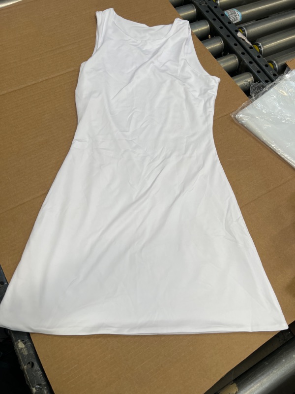 Photo 2 of Abardsion Womens Crewneck Sleeveless Mini Bodycon Tank Dress Summer Casual Plain T Shirt Dresses
SIZE M
VERY SMALL SMUDGE ON FRONT OF DRESS. SEE PICTURES PLEASE.