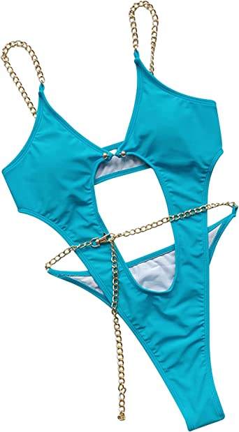 Photo 1 of Claxxy Women's Chain Linked Strap Bathing Suit Swimsuit Sparkle Sexy Bikini Bra Padded Beach Wear Monokini Thong
SIZE M