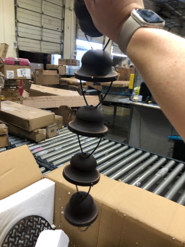 Photo 7 of Alpine Corporation 38" Tall Indoor/Outdoor Hanging 6-Cup Tiered Floor Water Fountain, Bronze, Box Packaging Damaged, Moderate Use, Scratches and Scuffs on item, Missing Parts, and Hardware, Selling for Parts.
