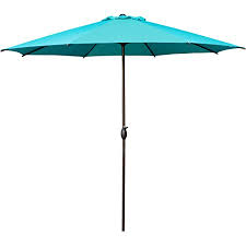 Photo 1 of Abba Patio 9ft Patio Umbrella Outdoor Umbrella Patio Market Table Umbrella with Push Button Tilt and Crank for Garden, Lawn, Deck, Backyard & Pool, Turquoise, Box Packaging Damaged, Moderate Use, Scratches and Scuffs Found on item, Missing Parts, No Base
