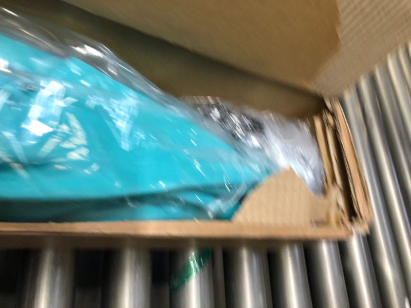 Photo 6 of Abba Patio 9ft Patio Umbrella Outdoor Umbrella Patio Market Table Umbrella with Push Button Tilt and Crank for Garden, Lawn, Deck, Backyard & Pool, Turquoise, Box Packaging Damaged, Moderate Use, Scratches and Scuffs Found on item, Missing Parts, No Base
