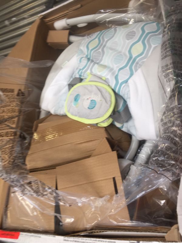 Photo 5 of Ingenuity SimpleComfort Lightweight Multi-Direction Compact Baby Swing - 6 Speeds, Nature Sounds & Vibrations - Everston, Box Packaging Damaged, Moderate Use, Scratches and Scuffs Found on item, Missing Parts, Hair Found on Item. 
