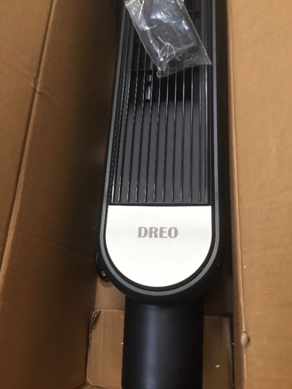 Photo 6 of ***MISSING SCREWS****Dreo Tower Fan with Remote, Box Packaging Damaged, Moderate Use, Scratches and Scuffs Found on Item, Fan Turns on and Blows Air. 