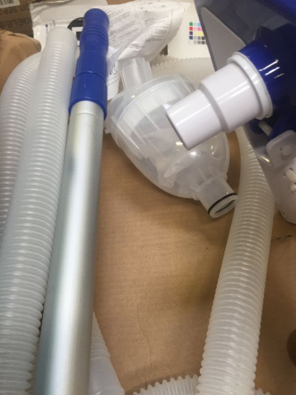 Photo 5 of Bestway 58234 Above Ground Pool Cleaning and Maintenance Accessories Set Kit for Filter Pumps with a 530 GPH Flow Rate - Blue, Box Packaging Damaged, Moderate Use, Scratches and Scuffs Found on item, Missing Some Parts.. 
