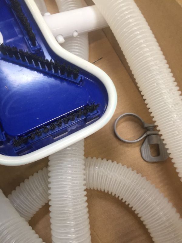 Photo 4 of Bestway 58234 Above Ground Pool Cleaning and Maintenance Accessories Set Kit for Filter Pumps with a 530 GPH Flow Rate - Blue, Box Packaging Damaged, Moderate Use, Scratches and Scuffs Found on item, Missing Some Parts.. 
