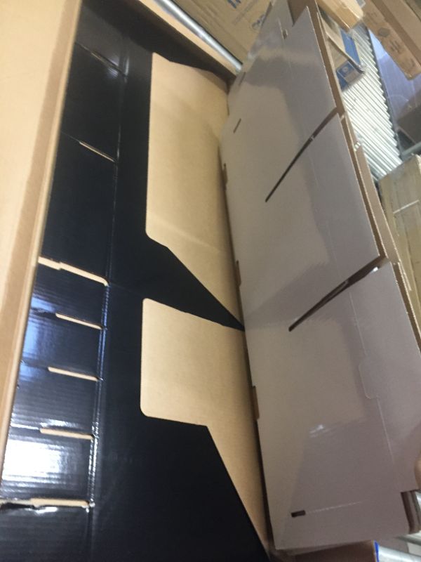 Photo 4 of Amazon Basics File Organizer, Corrugated Cardboard, 15 Slots, Black, Box Packaging Damaged, Moderate Use, Damage Found on Item. Missing Parts, Selling for Pats.

