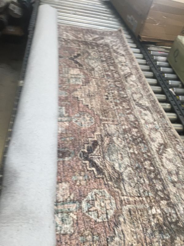 Photo 2 of Amber Lewis x Loloi Billie Collection BIL-03 Clay / Sage, Traditional 7'-6" x 9'-6" Area Rug, No Box Packaging, Moderate Use, Creases and Wrinkles in Item, Hair Found on Item, Minor Fraying on Edges, Tape on Rug

