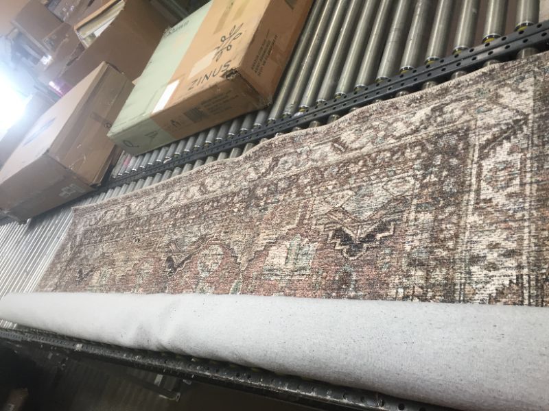 Photo 3 of Amber Lewis x Loloi Billie Collection BIL-03 Clay / Sage, Traditional 7'-6" x 9'-6" Area Rug, No Box Packaging, Moderate Use, Creases and Wrinkles in Item, Hair Found on Item, Minor Fraying on Edges, Tape on Rug

