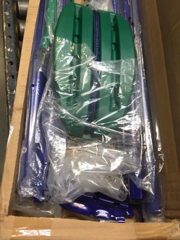 Photo 6 of Aleko BSW01 Outdoor Sturdy Child Swing Seat - Blue/Green, Box Packaging Damaged, Moderate Use, Scratches and Scuffs Found on Item, Missing Hardware
