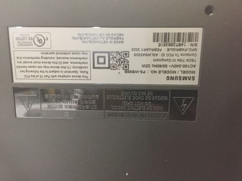 Photo 14 of SAMSUNG HW-Q990B/ZA 11.1.4ch Soundbar w/Wireless Dolby Atmos/DTS:X, Rear Speakers, Q Symphony, SpaceFit Sound+, Airplay 2, Adaptive Sound, Game Pro Mode, 2022, Box Packaging Damaged, Opened for Inspection, Item is New, Item Turns on and Works. 