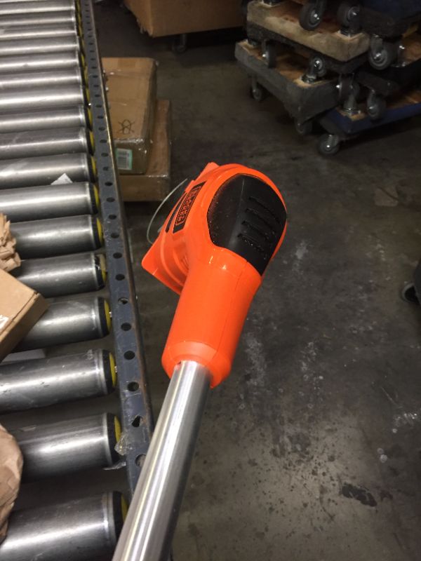 Photo 9 of Black & Decker MTC220 Max Cordless Lithium-Ion 3-in-1 Trimmer/Edger & Mower, Orange/ Black, Box Packaging Damage, Moderate Use, Scratches and Scuffs Found on Item, Hardware Loose in Box, Missing Hardware, Tested, works, Dirty From Previous Use