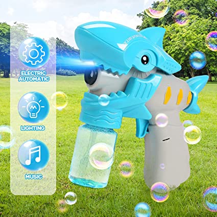 Photo 1 of 2 Bubble Gun for Kids,Light-Up and Musical Automatic Shark Bubble Blower Toys with 3 Bubble Solution,Fun Summer Outdoor Party Gift for 4 5 6 7 8+ Years Old Toddlers Boys Girls Bubble Maker Machine
