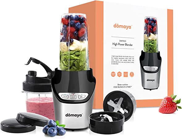 Photo 1 of 1000W High Power Personal Nutri Blender, Multi-Functional Portable Bullet Blenders for Kitchen, Use as Coffee Grinder, Baby Food Blender, & Shake Maker, With 2 Blades, 1L Tall Blender Cup & 0.4L Small Blender Cup - Domaya

