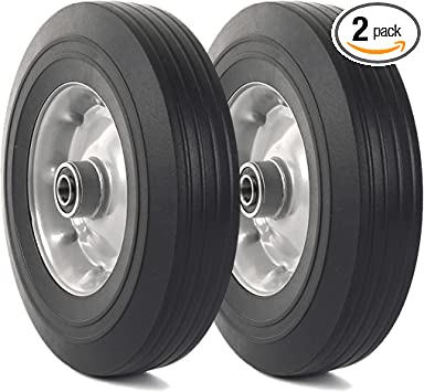 Photo 1 of (2-Pack) AR-PRO 10''x2.5'' Flat Free Solid Rubber Replacement Tires (4.10/3.50-4") - Flat-Free Tires for Hand Trucks and Wheelbarrows with 10” Tires with 5/8" Axles
