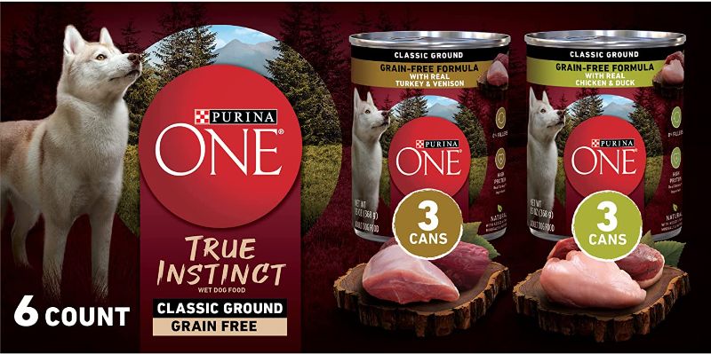 Photo 1 of  Purina ONE Grain Free, Natural Pate Wet Dog Food Variety Pack, SmartBlend True I. Best By March 2023

