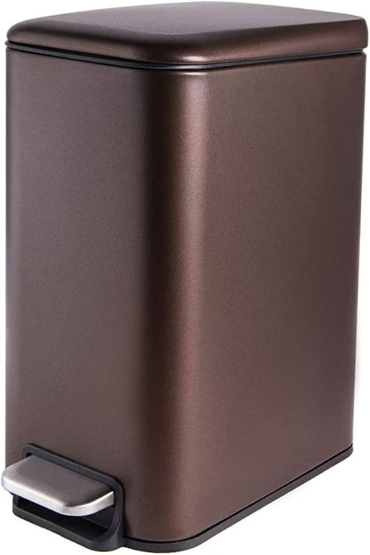 Photo 1 of YCTEC 1.3Gal/5L Small Trash Can with Lid Soft Close, Removable Inner Waste Basket, Rectangular Slim Garbage Can Step Trash Bin for Bathroom Bedroom Office, Anti-Fingerprint Brushed Bronze Finish
