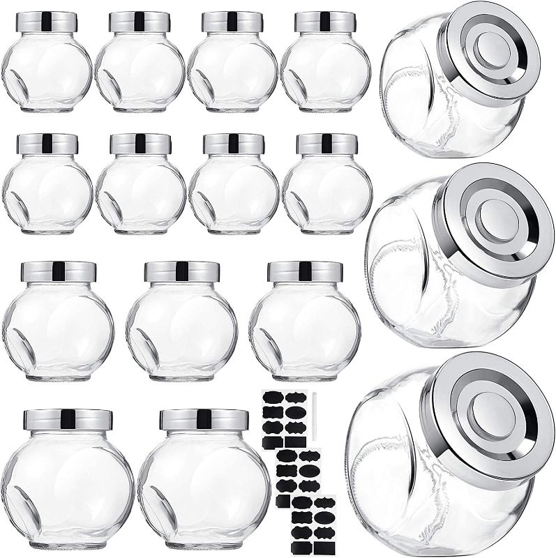 Photo 1 of 14 Pieces Glass Candy Jars 3.4/ 6/ 13 oz Kitchen Storage Multi Purpose Snack Jars, with 3 Sheets Chalkboard Labels and an Erasable Chalk Pen, for Storing Snacks, Candies, Dried Food

