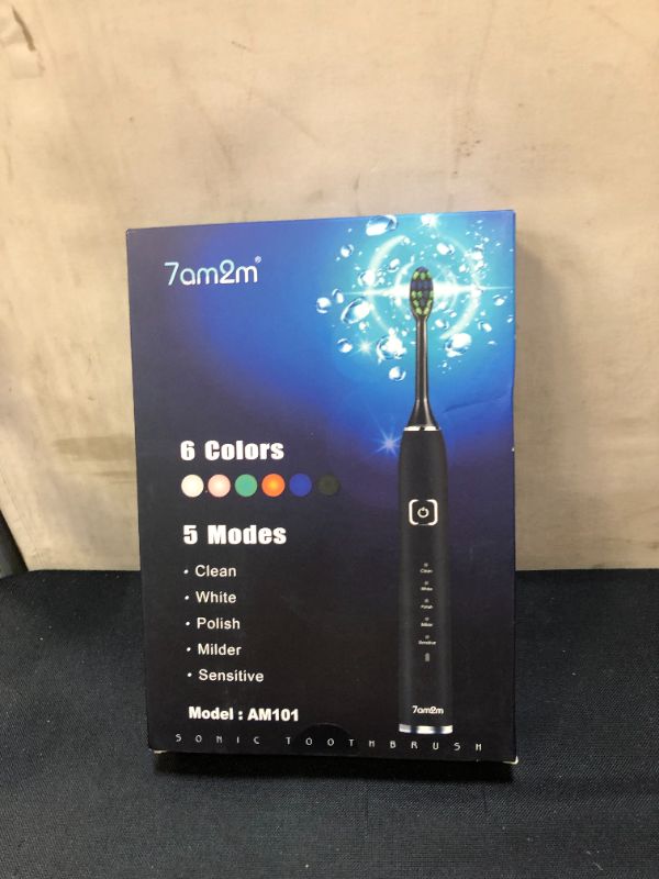 Photo 2 of 7am2m Sonic Electric Toothbrush with 6 Brush Heads for Adults and Kids, One Charge for 90 Days,Wireless Fast Charge, 5 Modes with 2 Minutes Built in Smart Timer, Electric Toothbrushes(Yellow)
