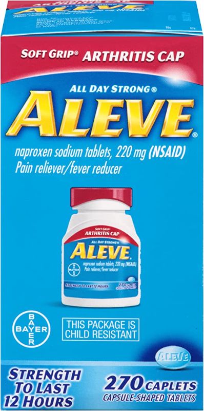 Photo 1 of Aleve Soft Grip Arthritis Cap Caplets with Naproxen Sodium, 220mg (NSAID) Pain Reliever/Fever Reducer, 270 Count ( EXP: 04/2023)

