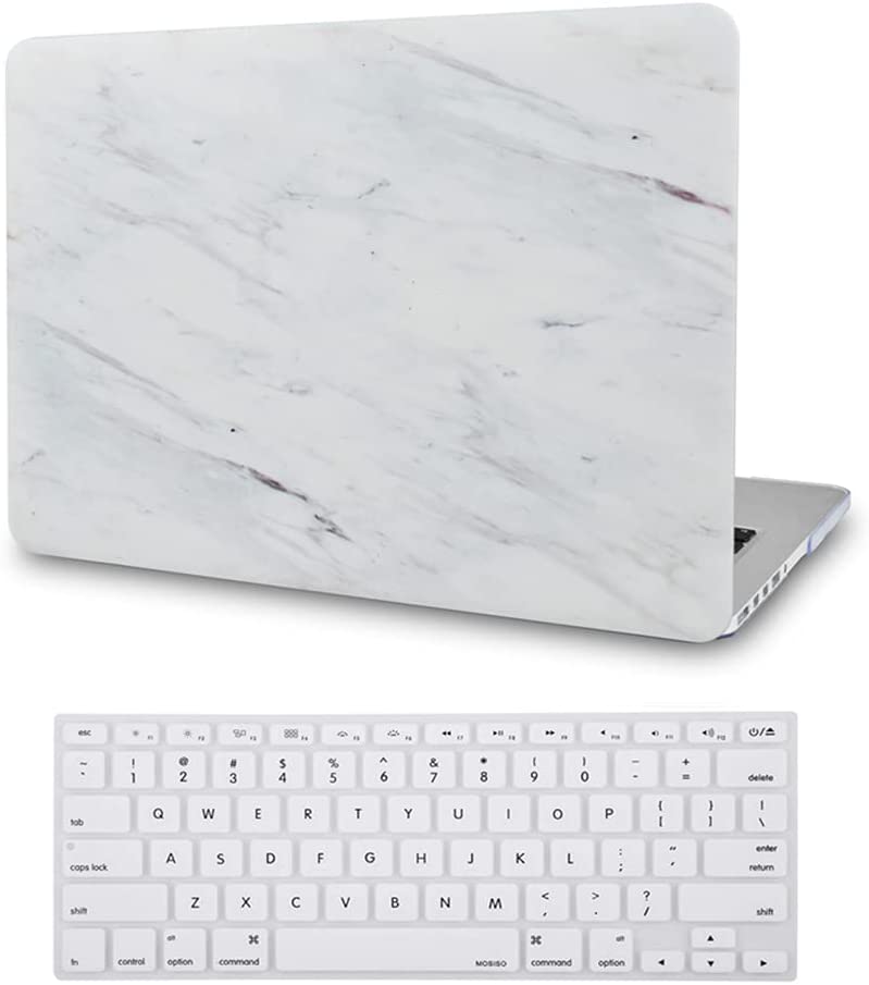 Photo 1 of LASSDOO Compatible with MacBook Pro 13 inch Case 2020,2019,2018,2017,2016 Release A2159 A1989 A1706 A1708 Touch Bar Plastic Hard Shell + Keyboard Cover (Silk White Marble)