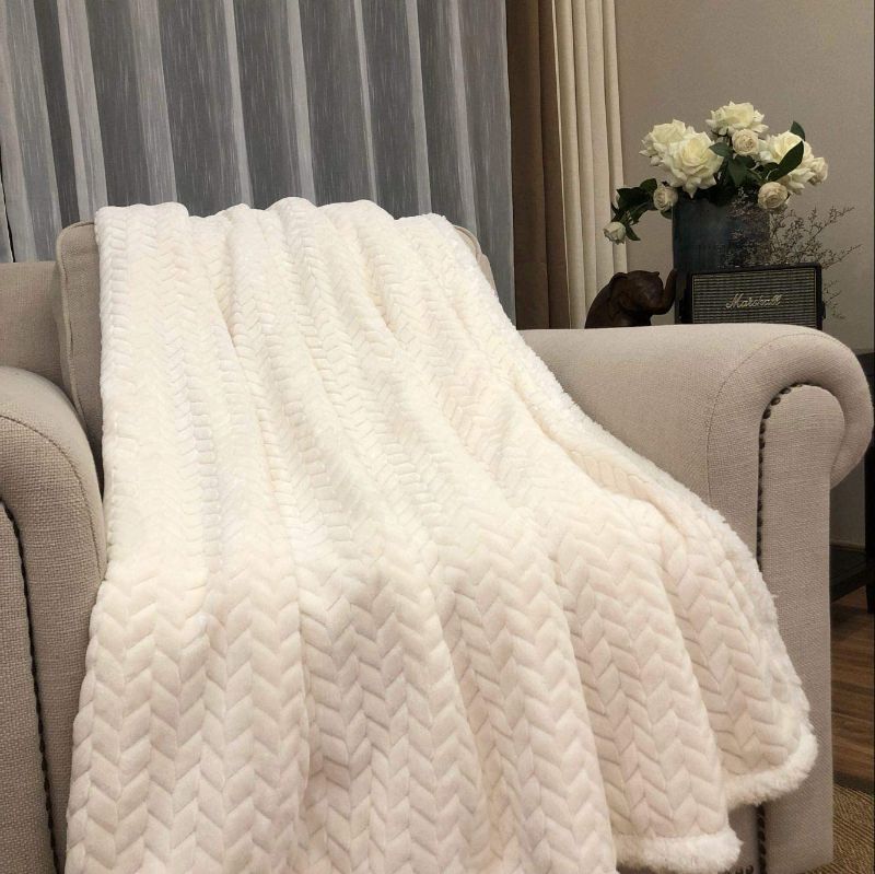 Photo 1 of Bacat Baby Flannel Fleece Blanket (White) 50"X60''