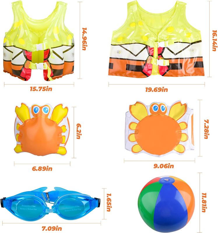Photo 1 of Biulotter 5pcs Summer Pool Toys Set,Inflatable Swimming Vest for Kids,Swim Vest Pool Floats Swimming Trainer Vest with Adjustable Strap Summer Pool Toy for Toddlers Kids for Beach Pool