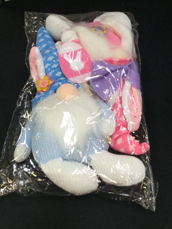 Photo 2 of 2PCS Bunny Easter Gnome Plush 14 Inches Pink and Blue