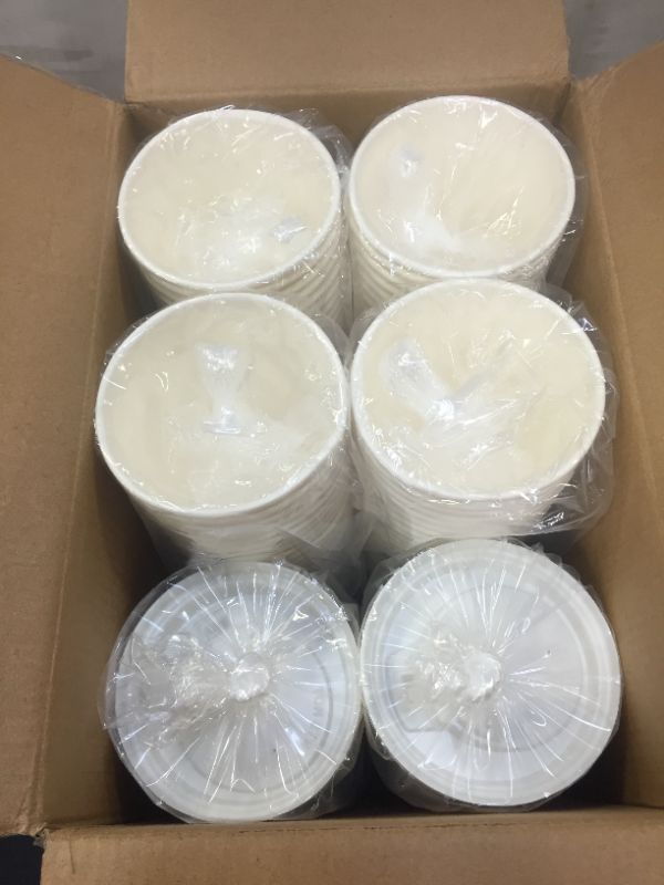 Photo 2 of [100 Pack] 12 oz Paper Coffee Cups, Disposable Paper Coffee Cup with Lids, Hot/Cold Beverage Drinking Cup for Water, Juice, Coffee or Tea, Suitable for Home, Shops and Cafes
