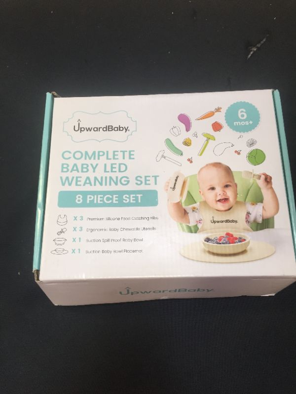 Photo 3 of Baby Feeding Supplies - Upward Baby Led Weaning Utensils Set - Silicone Suction Baby Bowl with Spoons Bibs and Plate Placemat - Dishwasher Safe
