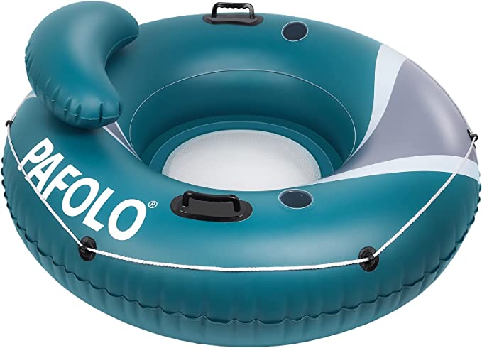 Photo 1 of 2022 Upgraded Pool Floats Adult, 53" River Tubes for Adults Heavy Duty, River Floats with Mesh Bottom, 2 Cup Holders, 2 Heavy-Duty Handles, Headrest, Inflatable Tubes for Beach Lake Swimming Pool
