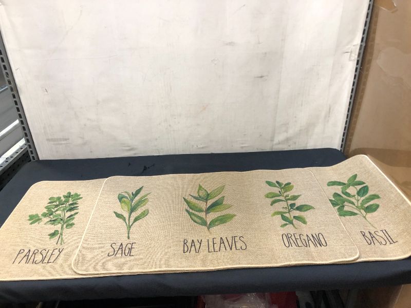 Photo 2 of Artoid Mode Parsley Sage Oregano Basil Bay Leaves Decorative Kitchen Mats Set of 2