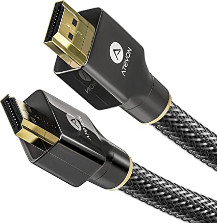 Photo 1 of 4K HDMI Cable 6ft (2-Pack) - Atevon High Speed 18Gbps HDMI 2.0 Cable - HDCP 2.2-4K HDR, 3D, 2160P, 1080P, Ethernet - 28AWG Braided HDMI Cord - Audio Return Compatible with TV, PC, Blu-ray Player
