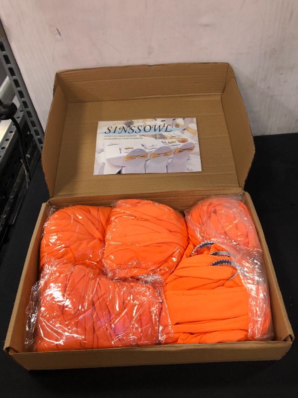 Photo 1 of 50 count  bright orange stretch chair sashes 