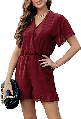 Photo 1 of Adibosy Women Summer Casual Sleeveless Belt Jumpsuit High Waist Wide Leg Pants Ruffle Romper With Pockets - XL -