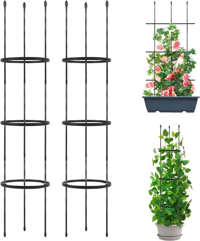 Photo 1 of 2 Pack Garden Trellis, 2 in 1 Plant Cages & Supports for Vines Crop, Plant Trellis for Climbing Plants Indoor Outdoor, Plant Stake for Flower, Vegetable, Tomato,Vines, Pot Trellis for Potted Plants