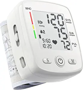 Photo 1 of Wrist Blood Pressure Monitor Digital BP Monitor Rechargeable BP Machine with 2x99 Readings Memory Large LCD Display Voice Broadcast Portable Carrying Case
