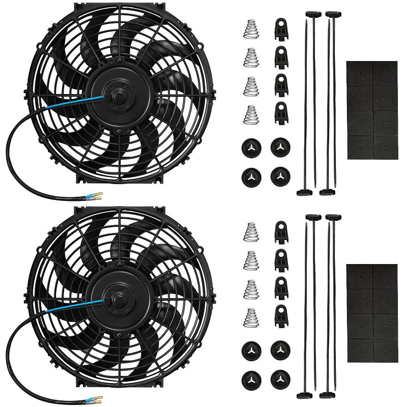 Photo 1 of Mupera Electric Radiator Cooling Fan - Universal Slim Fan Pull Electric Radiator Cooling Fans(2022 New), Assembly 12V 80W with Mount Kit(10 inch, Black) 2 PCS