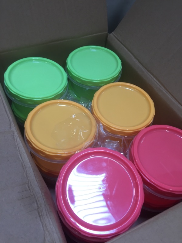 Photo 2 of 12-PCS 8oz/250ml reuseable small plastic freezer storage container jars with screw lid for food kids baby lunch snacks slime cup Sturdy Plastic BPA Free Freezer and Dishwasher Safe