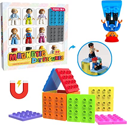 Photo 1 of Magnetic Figures Set VOHOHO Action Figure Toy Include 10 People & 10 Magnetic Bases Compatible with Magnetic Tiles Stem Education Toys & Duplo Bricks and Work on Any Metal Surface
