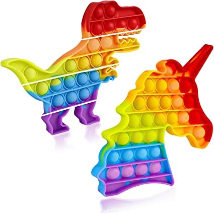 Photo 1 of Ozio 2 Pack Rainbow Pop Bubble Its Fidget Sensory Toys Push Toy Pops Poping Unicorn Dinosaur Stress Poppers Autistic Popitsfidgets Autism Anxiety ADHD Game Gift Teen Adult
