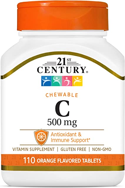 Photo 1 of 21st Century Vitamin C 500 mg Chewable Tablets, Orange, 110 Count - 2 PCK
EXP 05/24
