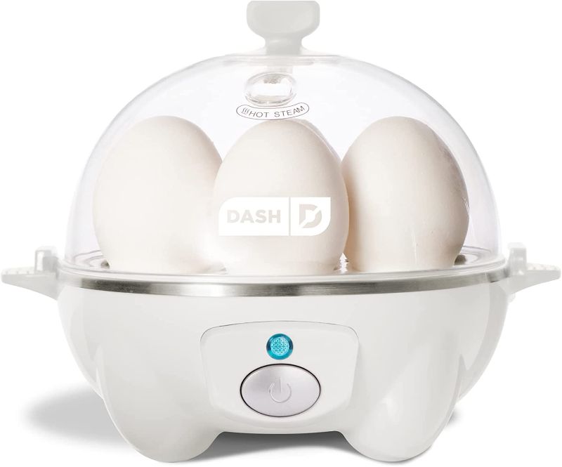 Photo 1 of DASH Rapid Egg Cooker: 6 Egg Capacity Electric Egg Cooker for Hard Boiled Eggs, Poached Eggs, Scrambled Eggs, or Omelets with Auto Shut Off Feature - White (DEC005WH)
